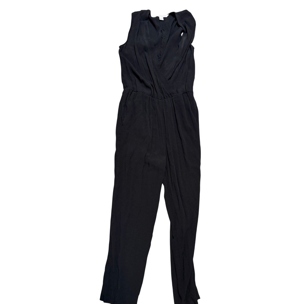 Diane von Furstenberg Black Purdy Wrap Front Sleeveless Jumpsuit Size 2 DVF